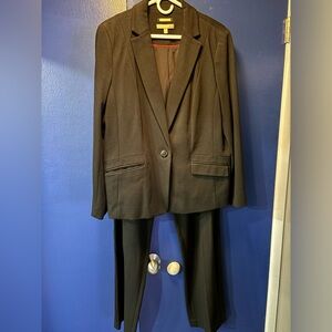 Talbots Italian Knit Suit Jacket & Pants Set Size 16 Black NWOT